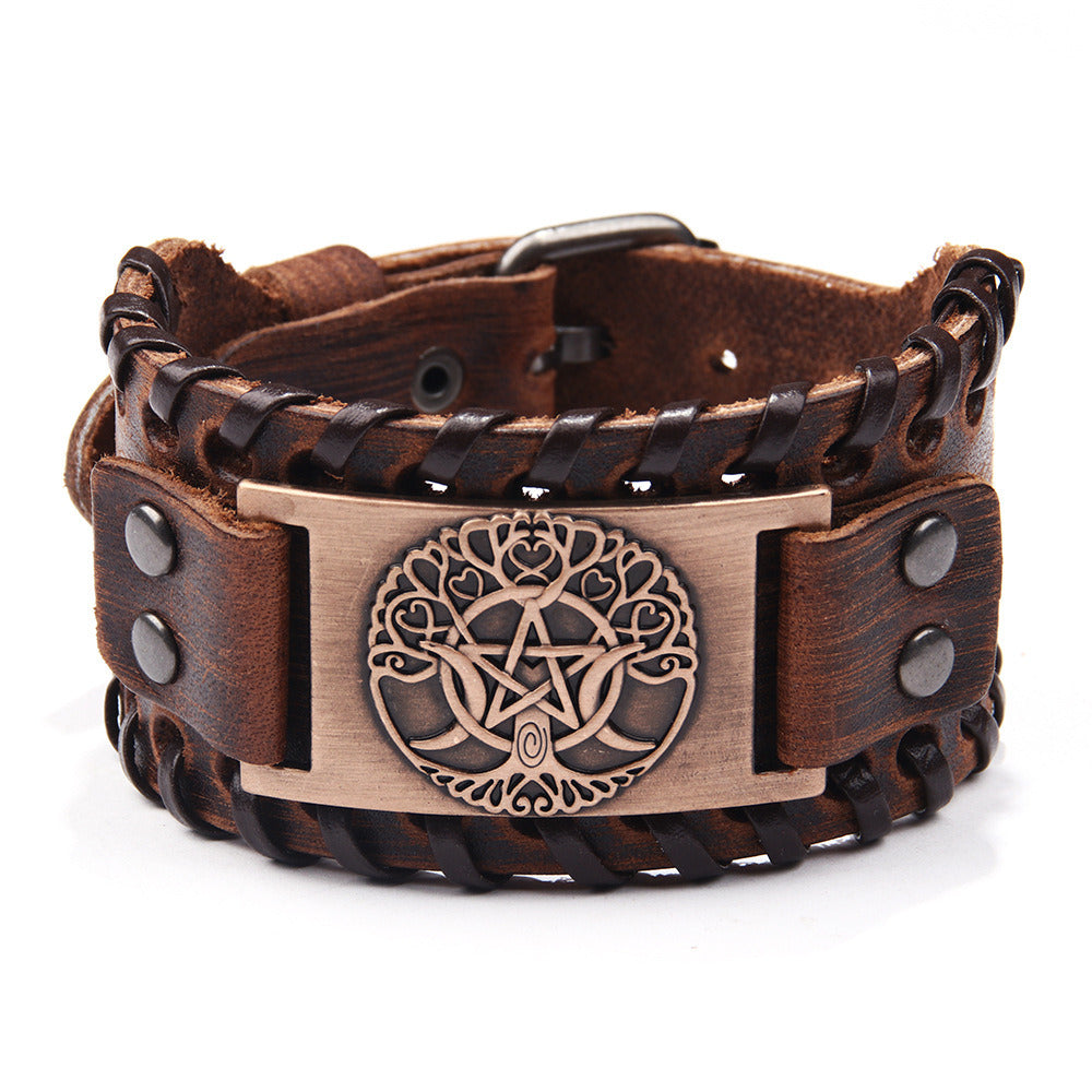 Men's And Women's Fashion Pentagram Cowhide Bracelet