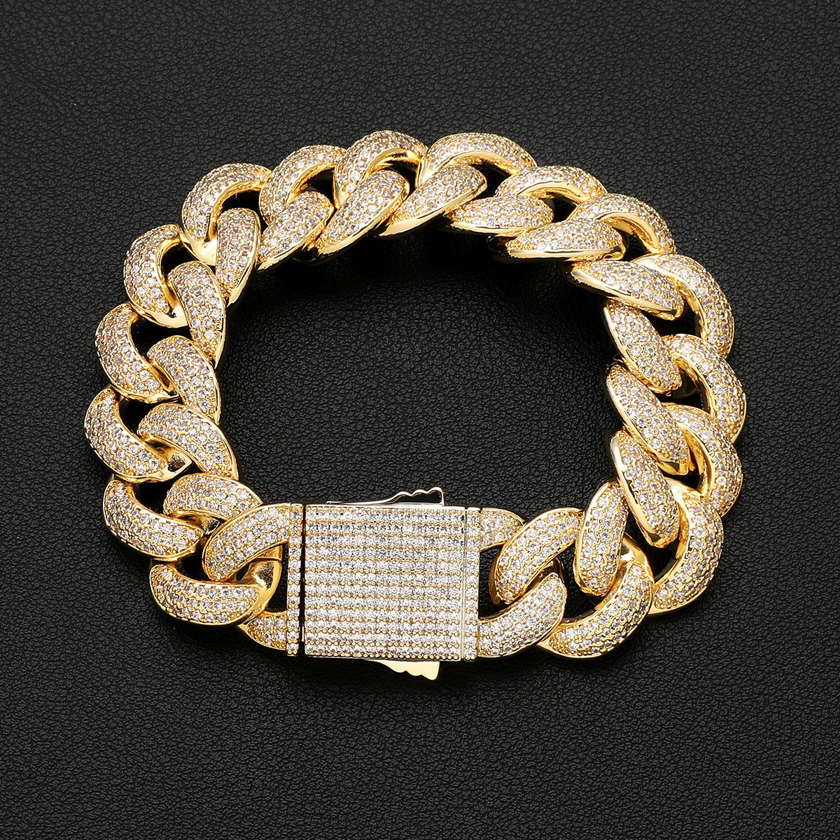 Gold Plated Brass And Zirconia Full Set Cuban Chain