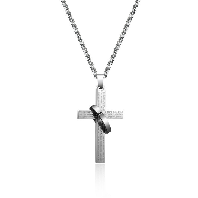 Light Wind Titanium Steel Cross Necklace Sweater Chain Cold