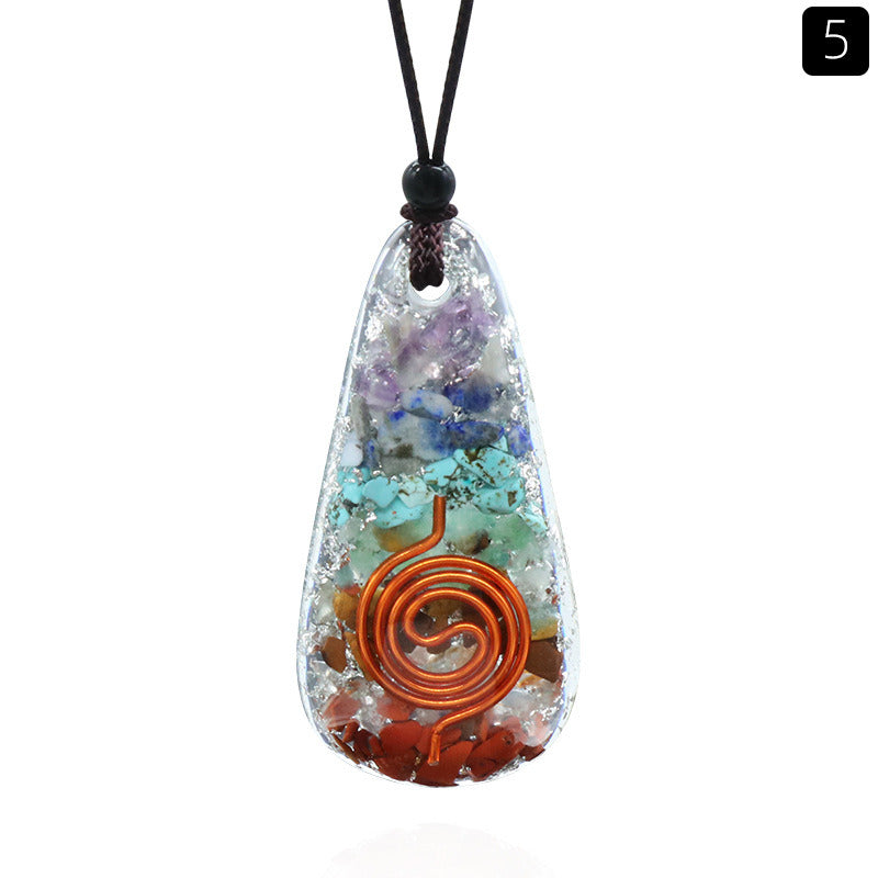 Natural Crystal Colorful Stone Resin Pendant