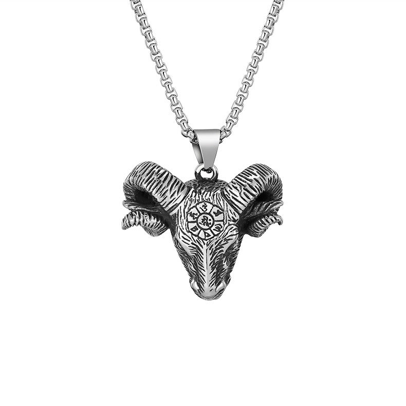 Vintage Personality Dragon Horn Titanium Pendant Stainless Steel Necklace