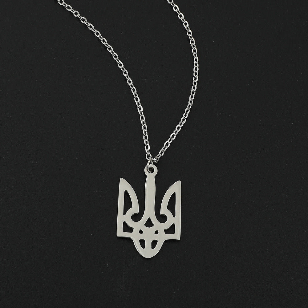 Hot Selling Necklace Tryzub Advanced Sense Stainless Steel Pendant Map Jewelry