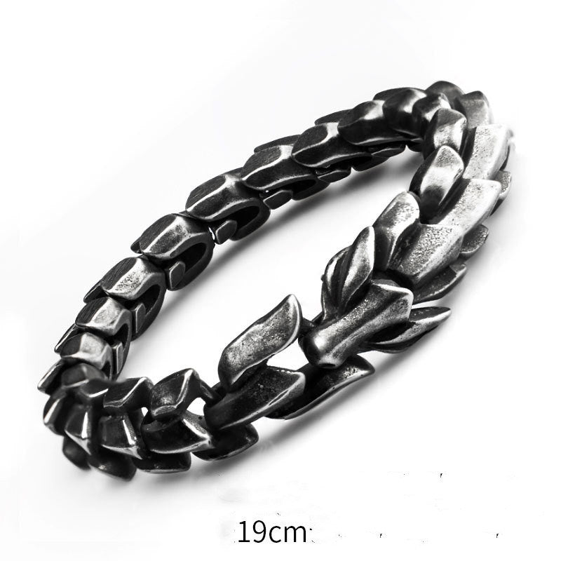 Men's Trendy Titanium Steel Keel Chain European And American Retro Wide Bracelet