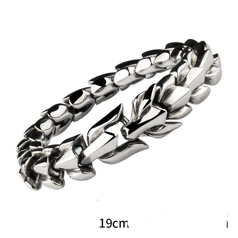 Men's Trendy Titanium Steel Keel Chain European And American Retro Wide Bracelet