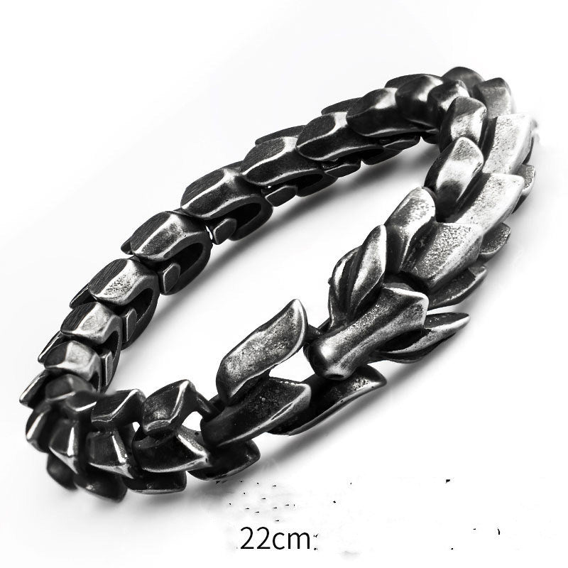 Men's Trendy Titanium Steel Keel Chain European And American Retro Wide Bracelet