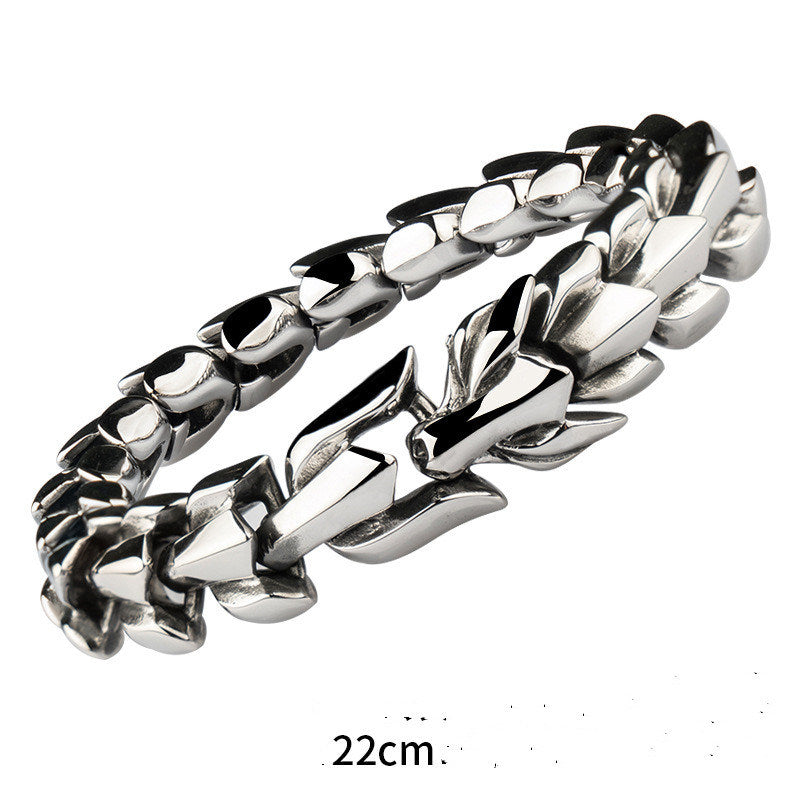 Men's Trendy Titanium Steel Keel Chain European And American Retro Wide Bracelet