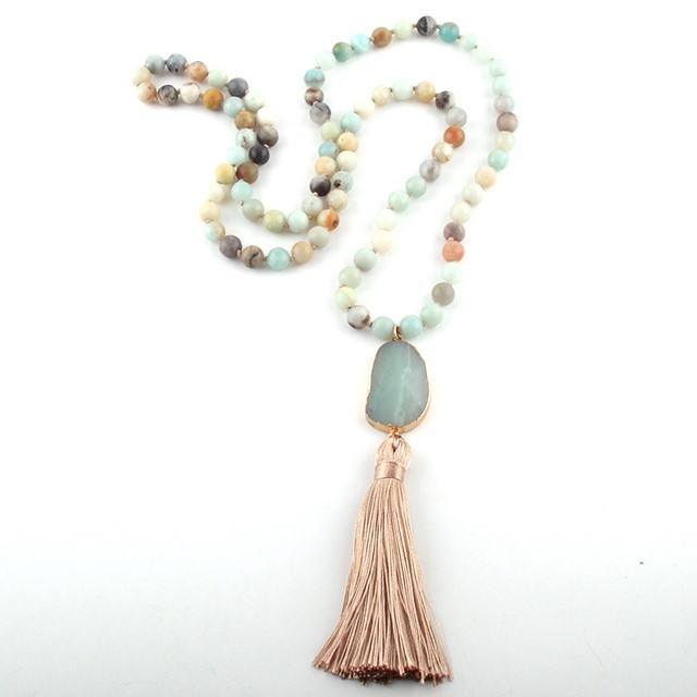 Fashion Bohemian Tribal Jewelry Natural Stones Long Knotted