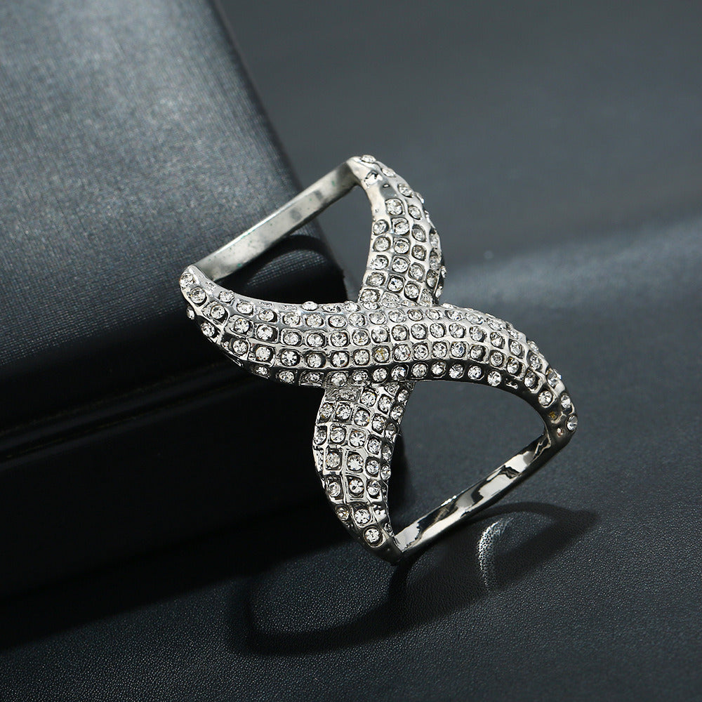 X-shaped Micro-set Zircon Crossover Scarf Buckle