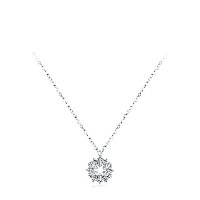 S925 Sterling Silver Flower Neckchain Cross Chain Jewelry