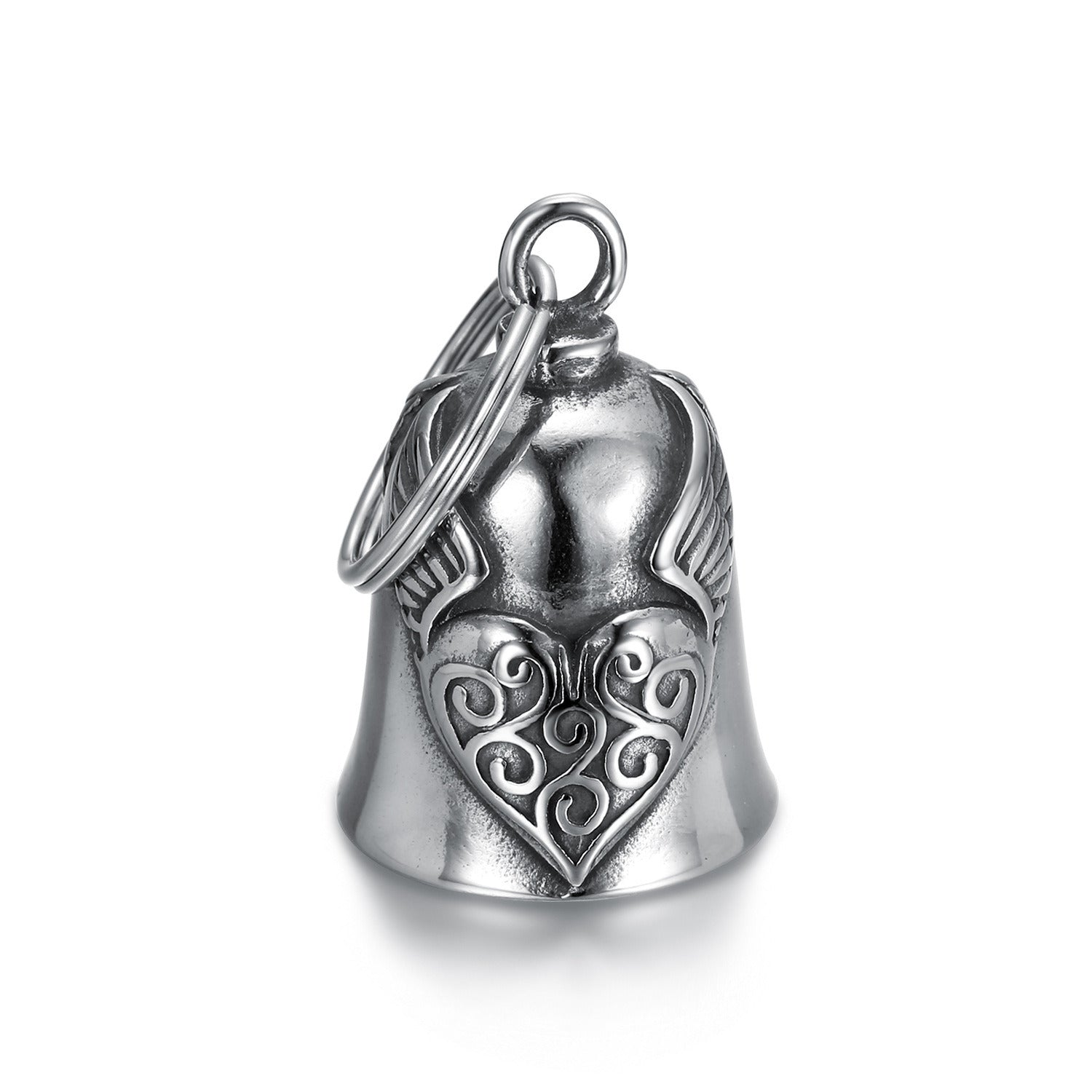 European And American Retro Biker's Style Domineering Angel Wings Love Bell Stainless Steel Bell Pendant