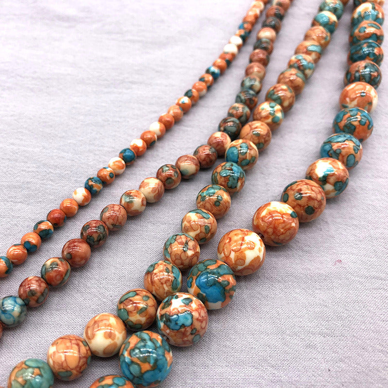 Dianxia Blue Orange Rain Color Stone Loose Bead Accessories