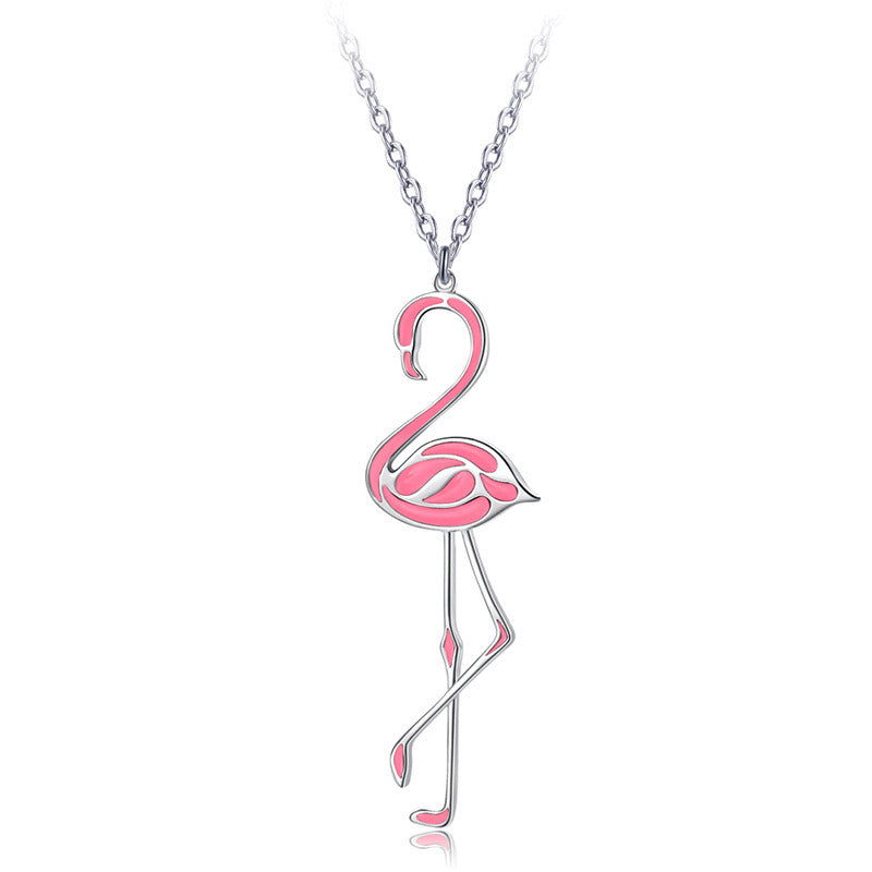 Long European And American Women's Necklace Fashion Unique Flamingo Necklace Creative Exquisite Pendant Necklace