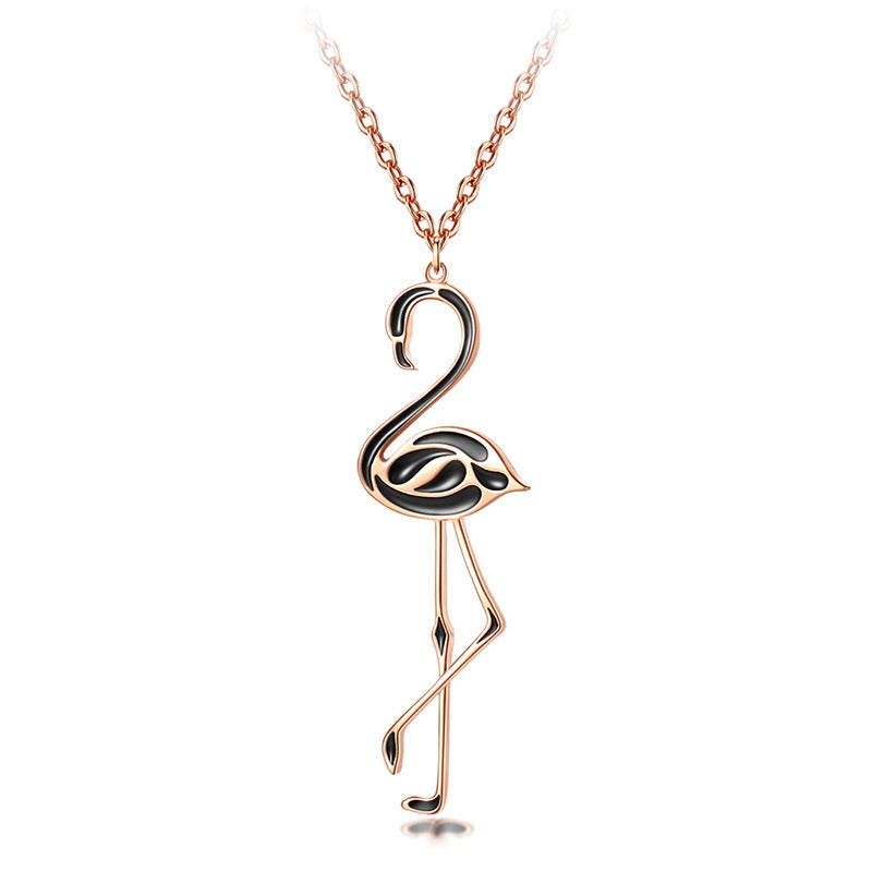 Long European And American Women's Necklace Fashion Unique Flamingo Necklace Creative Exquisite Pendant Necklace