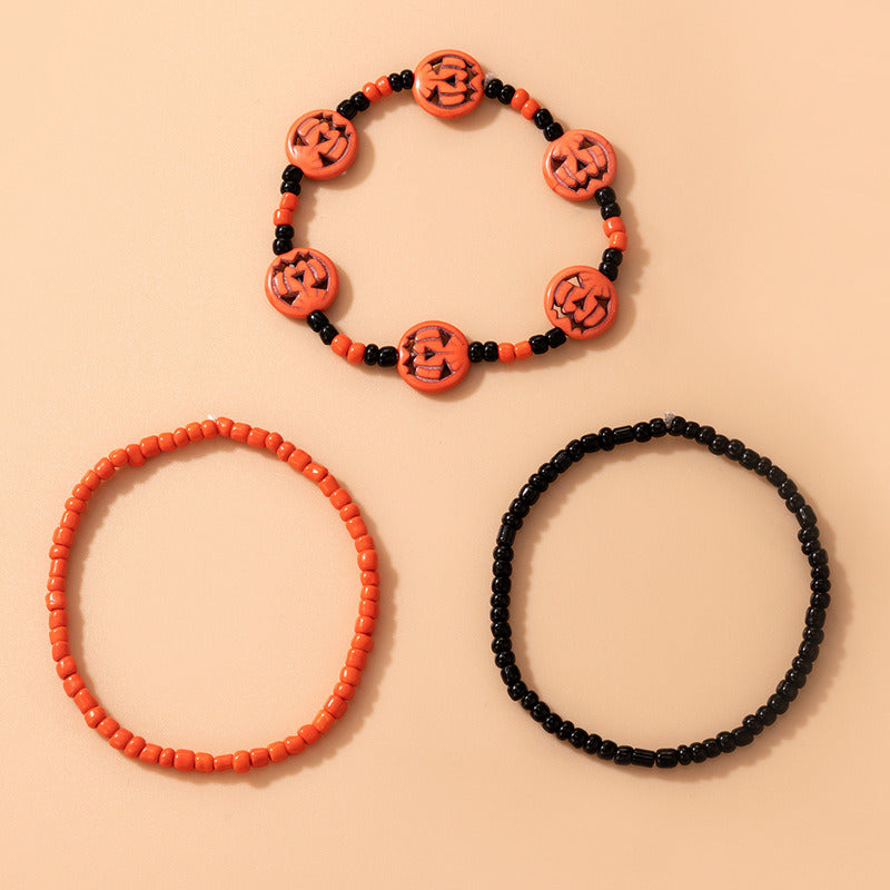 Simple Bead Pumpkin Head Geometric 3-piece Bracelet