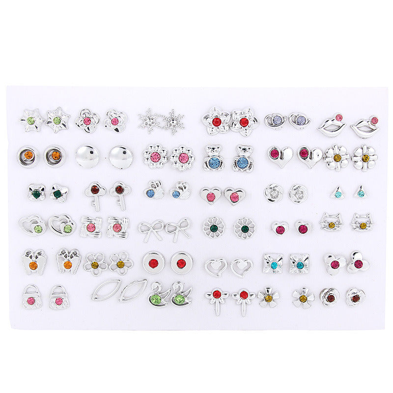 Plastic Earrings Set With Colored Diamond