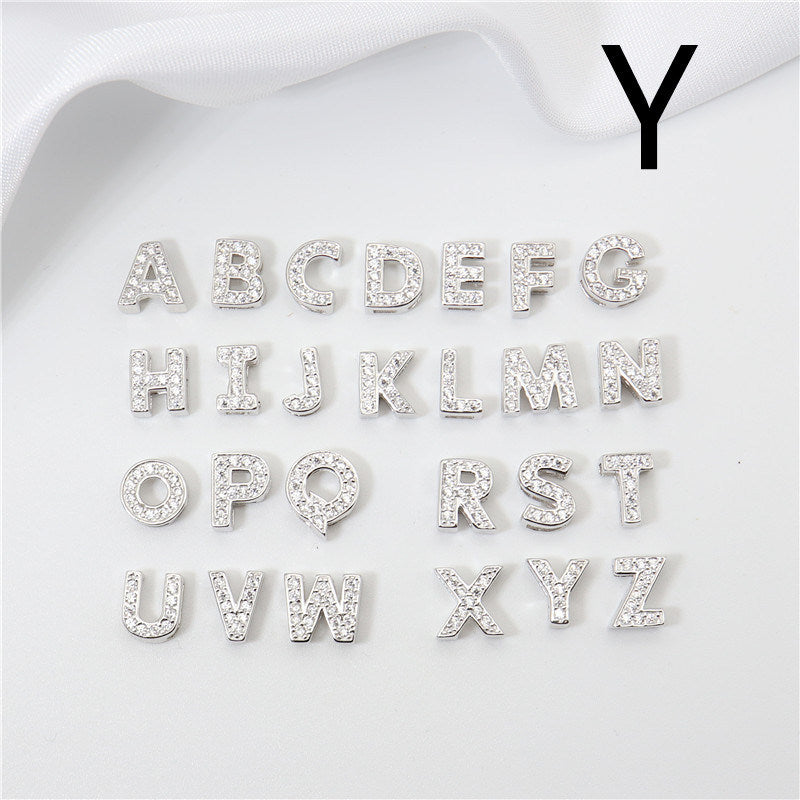 Sterling Silver 26 English Letter Zircon Pendant Necklace