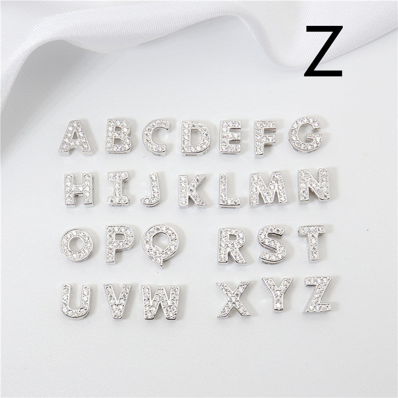 Sterling Silver 26 English Letter Zircon Pendant Necklace