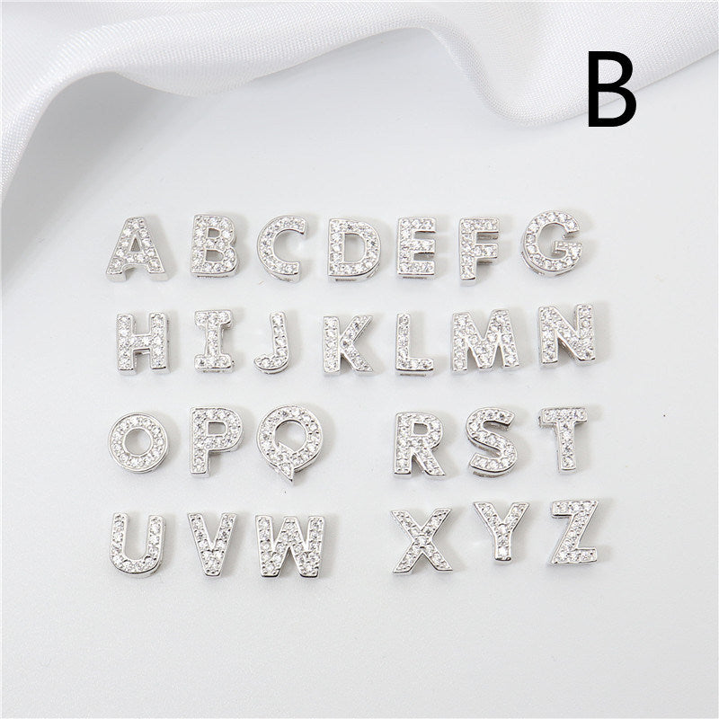 Sterling Silver 26 English Letter Zircon Pendant Necklace