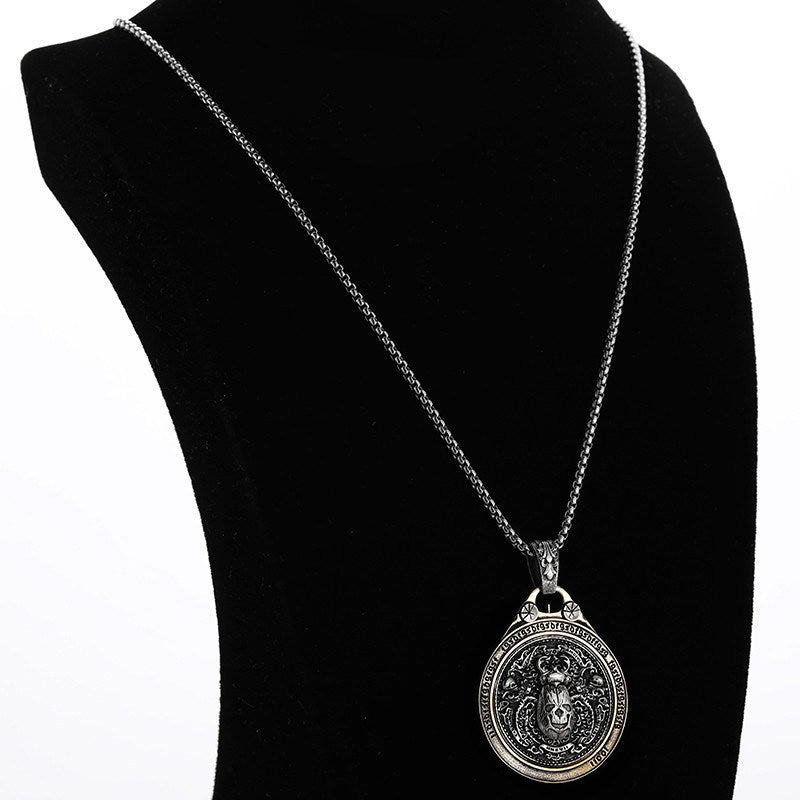 Scarab Mechanism Wandering Coin Pendant Men's Necklace