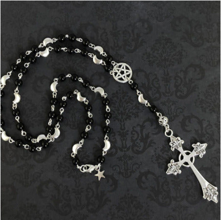 Pendant Necklace Alloy Universal Silver Moon Cutout