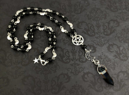 Pendant Necklace Alloy Universal Silver Moon Cutout