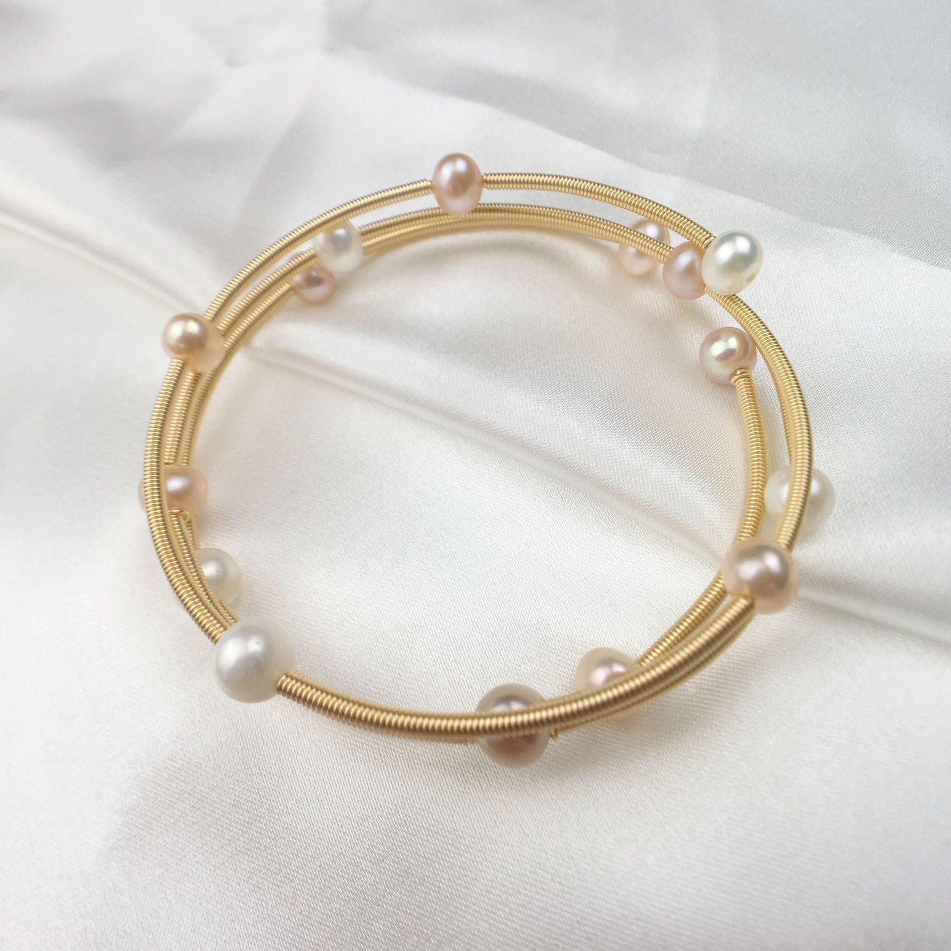 Girls' Colorful Pearl Three Circle Bracelet