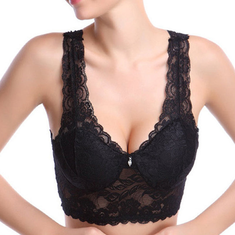 Lace Deep V Bra;  Wireless Bralette for Women
