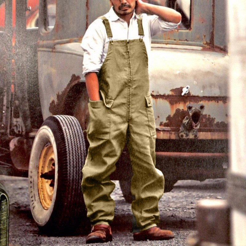 Men's Bib Overall Relaxed Washed Denim Pant jeans