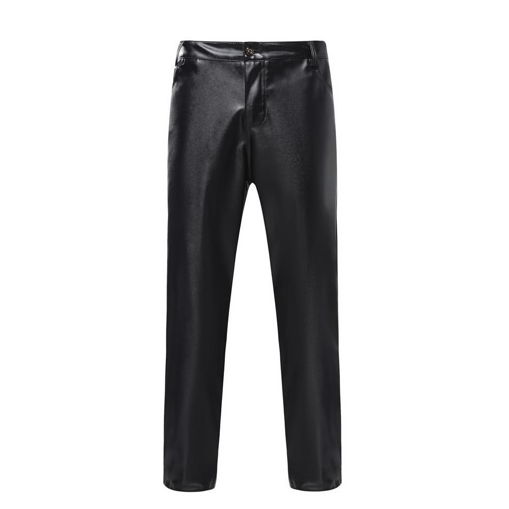 Mens Leather Pants Night Club Metallic Pants/Straight Leg Trousers