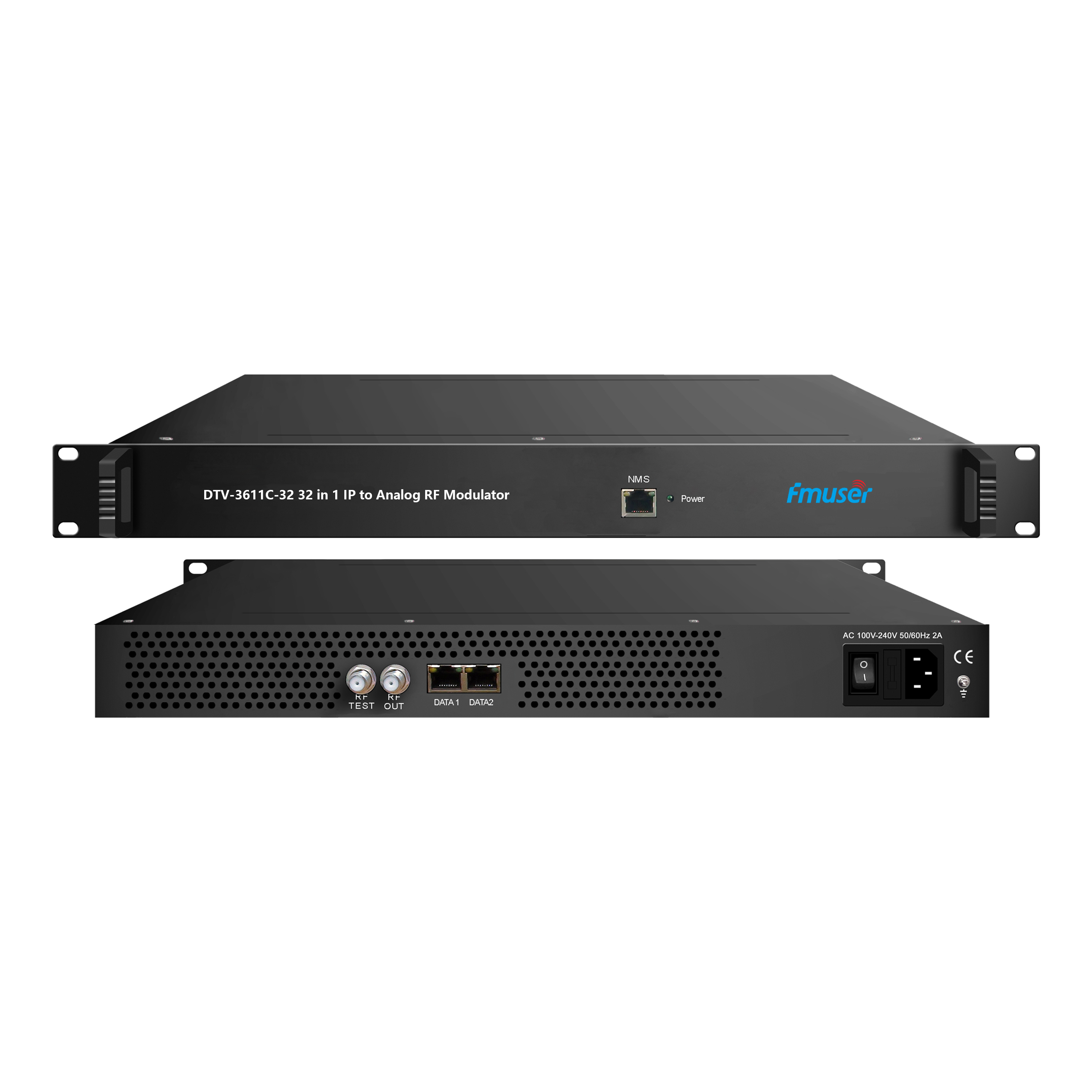 FMUSER DTV-3611C-32/64 32/64 IP(MPTS/SPTS) through 2/4 GE ports(MPTS/SPTS) in 32/64 PAL/NTSC/SECAM Analog RF Modulator