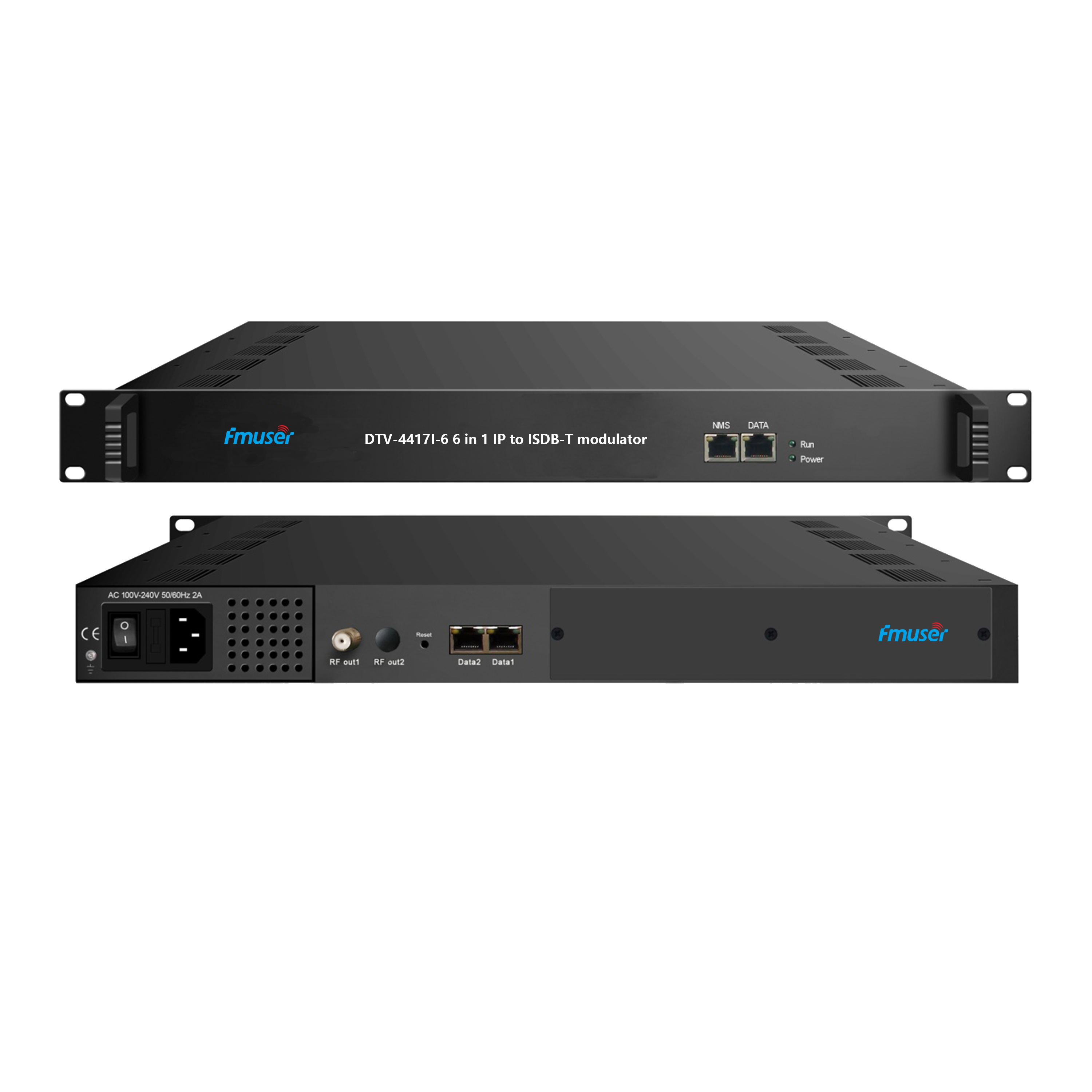 FMUSER DTV-4417I-6/16 192/512 IP (MPTS or SPTS) through 3GE ports (UDP/RTP/RTSP) in 6/16 Mux ISDB-T Modulator