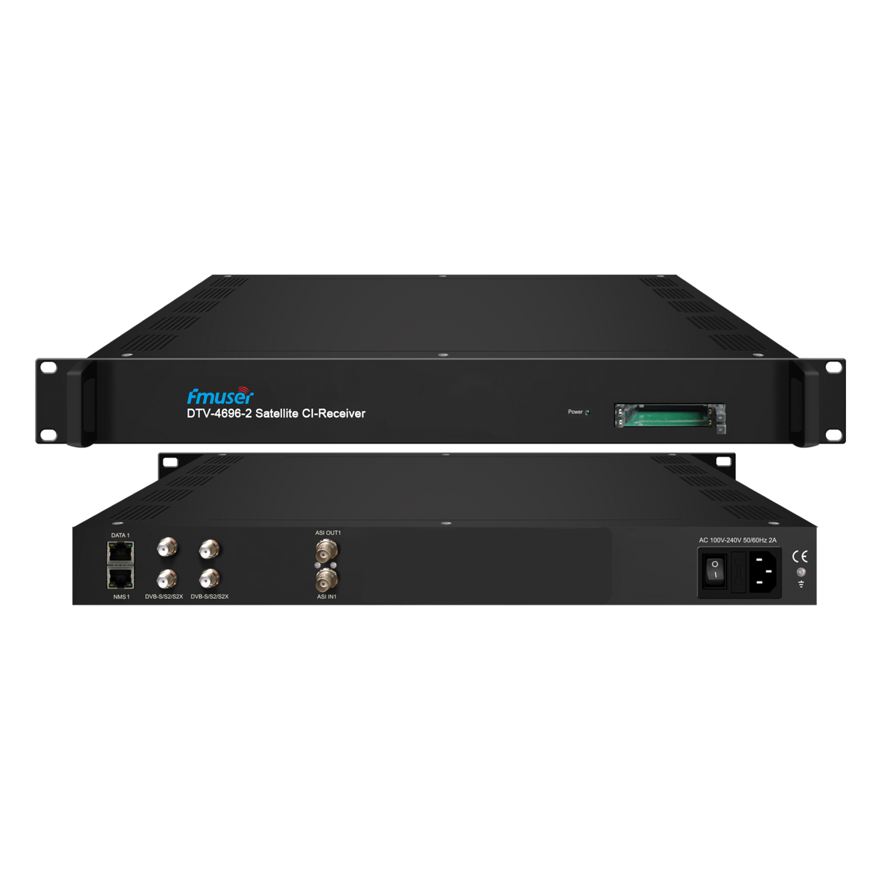 FMUSER DTV-4696 2/4/8 CI Slots and 2/4/8 DVB-C/T/ISDB-T/DVB-S/S2/S2X/ATSC or 1/2 ASI and 16 IP(UDP/RTP) in 1 MPTS and 16 SPTS or 1/2 ASI out Satellite Receiver