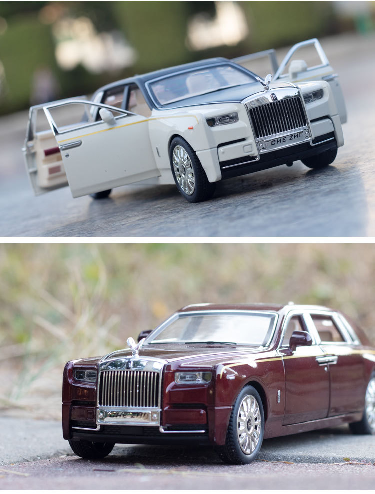 1/24 Rolls-Royce alloy car model phantom back sound and light toy car six open door simulation metal car box