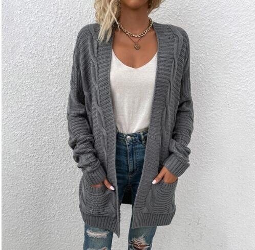 Open Front Cardigan Long Sleeve Knitted Sweater