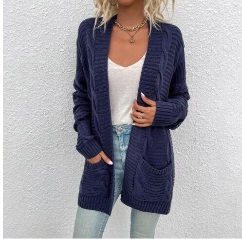 Open Front Cardigan Long Sleeve Knitted Sweater