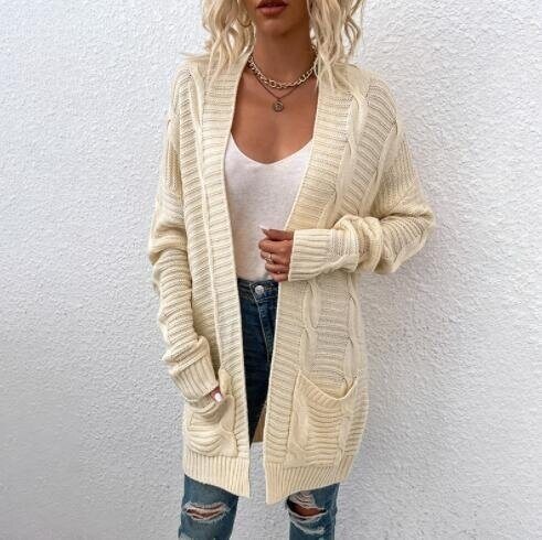 Open Front Cardigan Long Sleeve Knitted Sweater