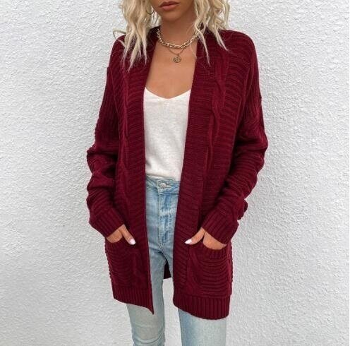 Open Front Cardigan Long Sleeve Knitted Sweater