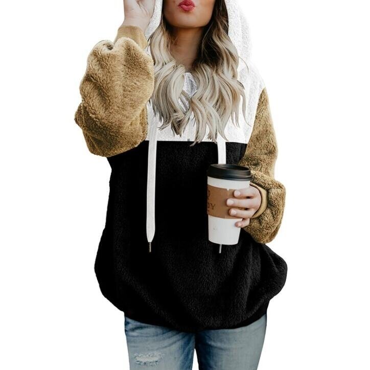 Sherpa Pullover Fuzzy Fleece Sweatshirt Oversized Hoodies