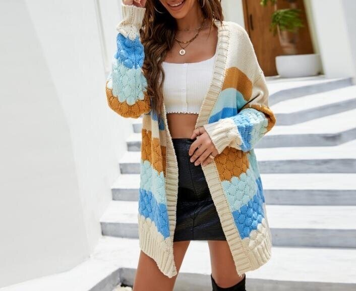 Striped Knit Sweater Cardigan