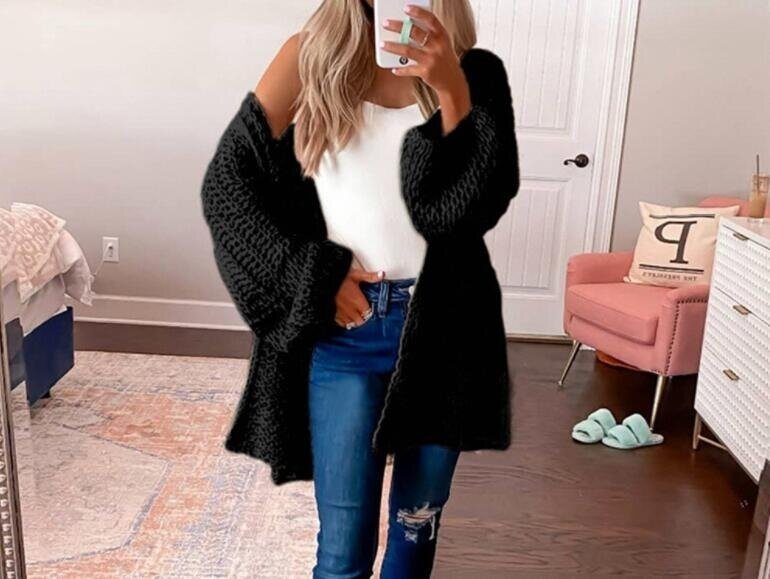 Long Sleeve Open Front Cardigans Sweaters