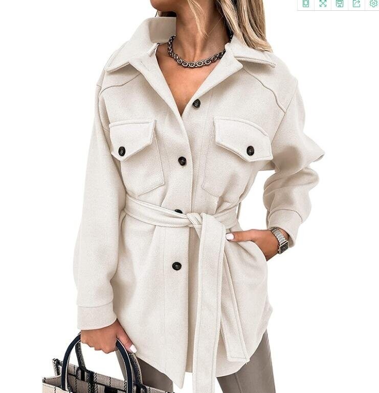 Lapel Loose Wool Coat with Belt Outwear