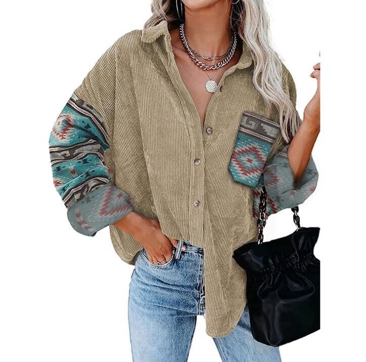 Corduroy Button Down Shirts Oversized Jackets Tops