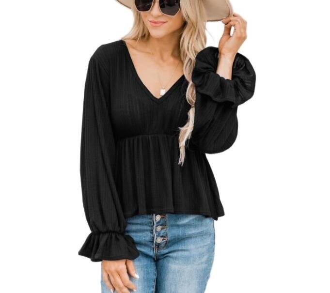 V-neck Flared Sleeve Sweater