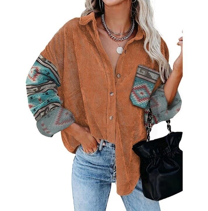 Corduroy Button Down Shirts Oversized Jackets Tops