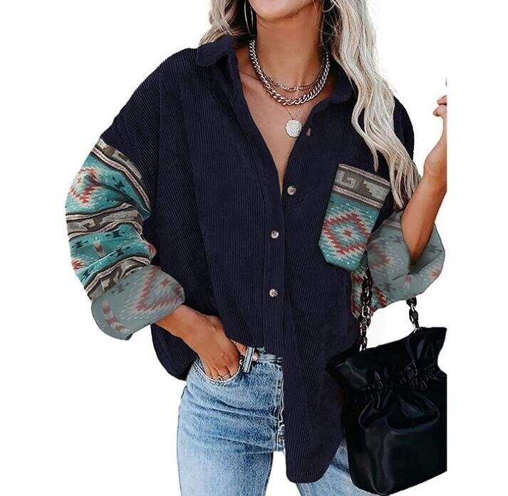 Corduroy Button Down Shirts Oversized Jackets Tops