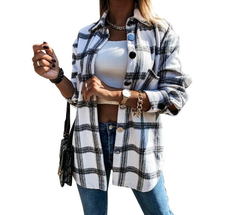 Flannel Plaid Shirts Long Sleeve Blouses Outwear