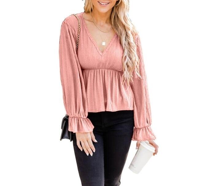 V-neck Flared Sleeve Sweater