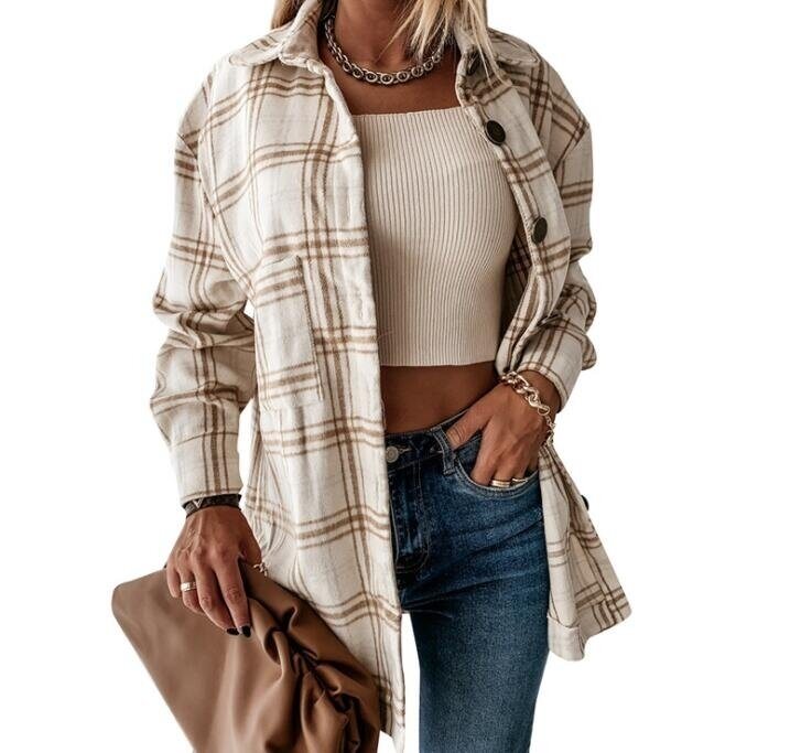 Flannel Plaid Shirts Long Sleeve Blouses Outwear