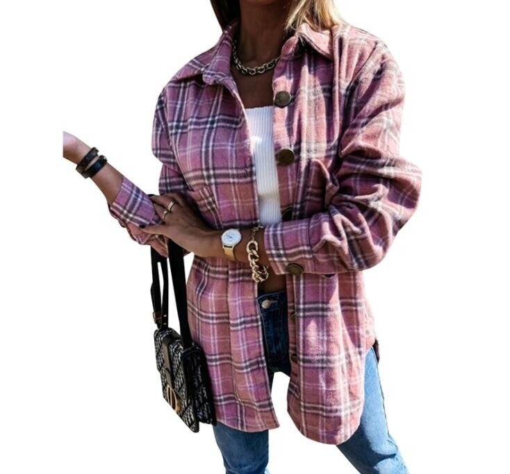 Flannel Plaid Shirts Long Sleeve Blouses Outwear