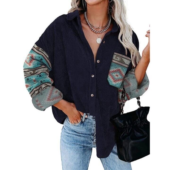 Corduroy Button Down Shirts Oversized Jackets Tops